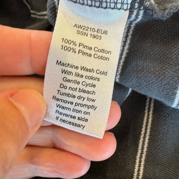 ATM Gray with White Striped Long Sleeve Casual Dress Pima Cotton Relaxed / small - Picture 13 of 14